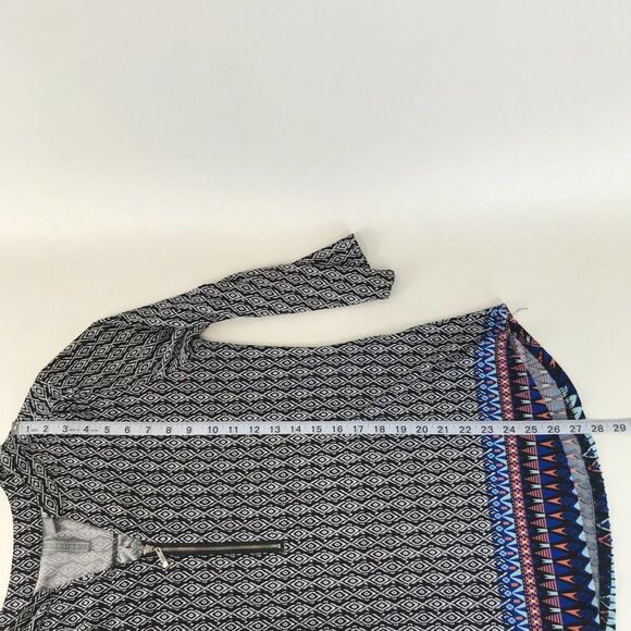 By Design Split Neck Tunic Women's Large Roll Tab Sleeves Stretch Knit Zipper - Picture 9 of 13